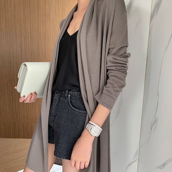 CHICJOC Women The Row-Style Jersey Silk-Cotton Knit Cardigan – Size 36 in moss - Picture 6 of 10